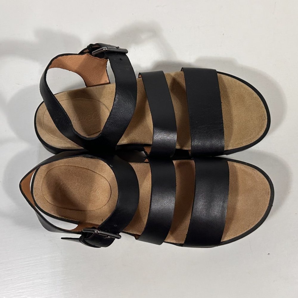 Madewell The Addie Black Leather Comfort Sandals Women Size 7 - Picture 5 of 9